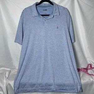 Mens Izod Polo Shirt XL Blue Stripe Golf Collared Stretch High Quality